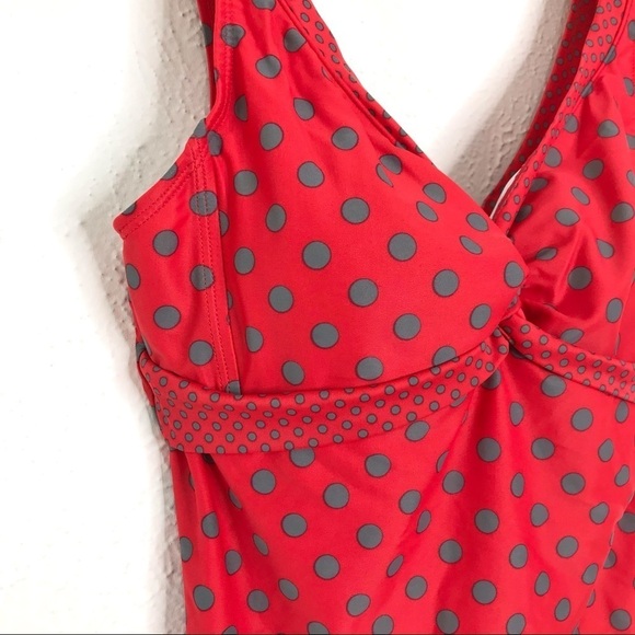 Boden Red Polka Dot Tankini Top Swimwear w/ Pouch - Picture 5 of 7